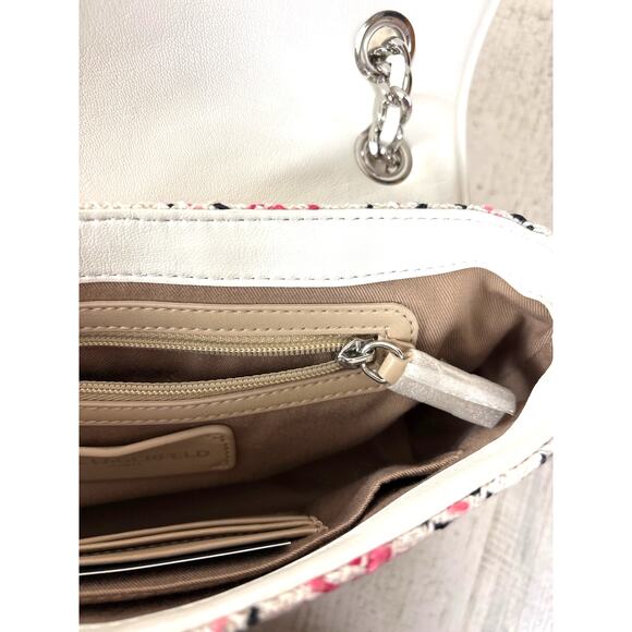 Karl Lagerfeld Women’s Lafayette Pink Plaid Leather Fabric Shoulder Bag NEW - Picture 8 of 9